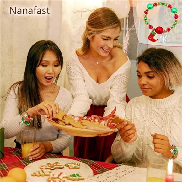 4 PCS Christmas Bracelet Set Santa Claus Snowflake Christmas Tree Beaded Stretch - Picture 7 of 8